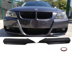Set Sport Performance Flaps Splitters Lip Black gloss fits on BMW E90 E91 pre Facelift 05-08 M-Sport Bumper