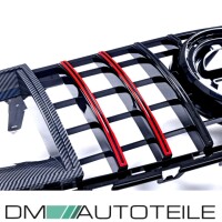 Kühlergrill Schwarz Rot + Carbon passt für Mercede