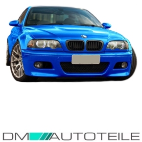 SPORT FRONT BUMPER ABS BLACK+ABS GRILL FITS ON BMW E46 COUPE CONVERTIBLE w/o M3