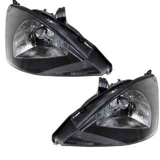 Set Sport Headlights H4 Black Clear Glas Ford Focus Year 98-01