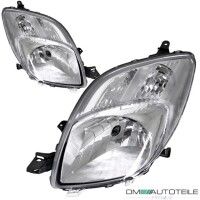 Set Toyota Yaris Headlights LH+RH Halogen H4 Clear OEM Chrom
