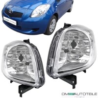 Set Toyota Yaris Headlights LH+RH Halogen H4 Clear OEM Chrom