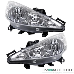 Set Peugeot 207 Headlights LH+RH Halogen OEM H7/H1 Year...