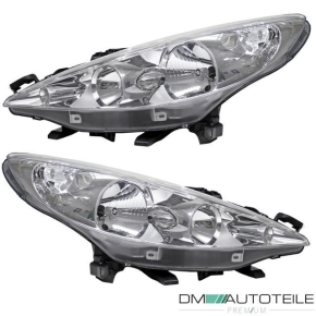 Set Peugeot 207 Headlights LH+RH Halogen OEM H7/H1 Year 06-09