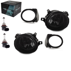 FOG LIGHT LAMPS BLACK SMOKED FITS ON BMW E46 E39 M TECH SPORT M3 M5+HB4 BULBS