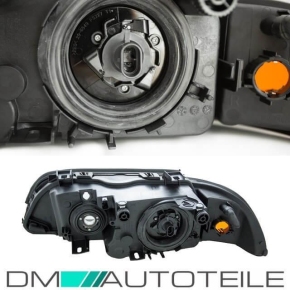 SET H7/HB3 Scheinwerfer Schwarz +Blinker Orange +2x Motor passt für BMW 5er E39