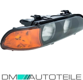 SET H7/HB3 Scheinwerfer Schwarz +Blinker Orange +2x Motor passt für BMW 5er E39