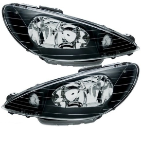 Peugeot 206 headlight clearglass left & right black...