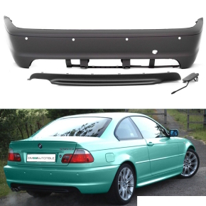 Sport Heckstoßstange / Heckschürze hinten mit Heck-Diffusor / Ansatz für BMW 3er E46 mit PDC nicht für M-Paket 
