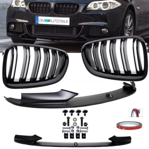 Sport-Performance Front Spoiler + Kidney Grille Dual Black fits on BMW F10 F11 M