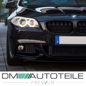 Sport-Performance Front Spoiler + Doppelsteg Kühlergrill Schwarz glanz passt für BMW 5er F10 F11 M-Paket