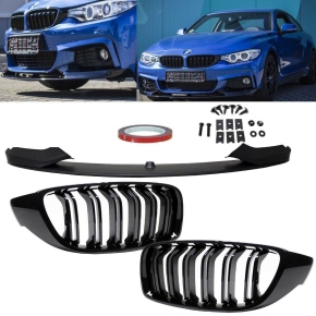 Sport-Performance Front Spoiler Black + Grille Dual fits on BMW F32 F33 F36 M