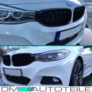 Kidney Front Grille Black Gloss Dual Slat Fits On Bmw 3 Series F34 Gran Turismo