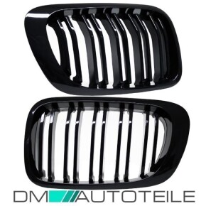 SET Black Gloss Front Grille Dual Slat fits BMW E46 Coupe Convertible 99-03 & M3