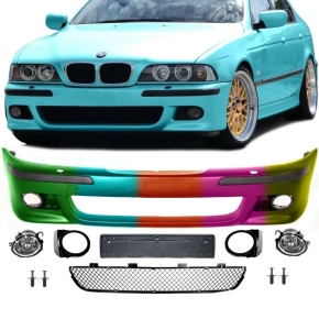 BMW E39 Saloone Estate Bumper Headlamp washers without Park Assist + fog lights clear PAINTED