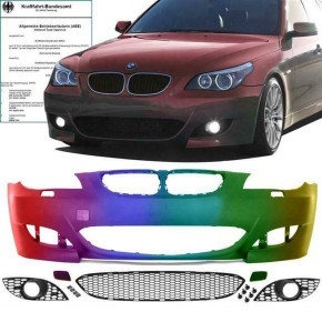 BMW E60 E61 Sport Front Bumper 03-07 for SRA w/o PDC + Accessoires for M M5 PAINTED