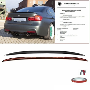 Sport-Performance Heckspoiler / Hecklippe für BMW 3er F30 Limousine in Schwarz Glanz mit ABE