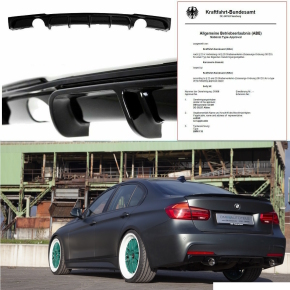 Performance Rear Diffusor Black Gloss fits on M-Sport BMW 3 F30 F31 Duplex 335i 335d Quality