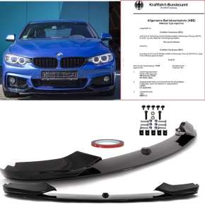 BLACK GLOSS PERFORMANCE fits on BMW F32 F33 F36 Front Splitter Spoiler M-Sport