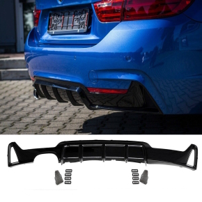 Performance Heck-Diffusor / Ansatz für BMW 4er F32 / F33 / F36 mit M-Paket in Schwarz Glanz mit ABE
