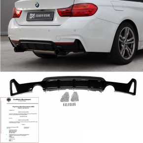 Sport-Performance Heck-Diffusor / Ansatz für BMW F32 / F33 / F36 mit M-Paket in Schwarz Glanz