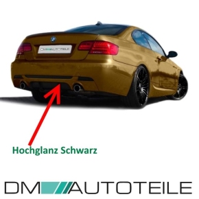 Sport-Performance Heck-Diffusor / Ansatz 1-Rohr Duplex für BMW E92 / E93 auch LCI Facelift mit M-Paket in Schwarz Glanz