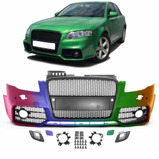 Audi A4 B7 Front Bumper Single Grille + Accessories for RS4 2004-2008 PAINTED
