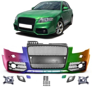 Audi A4 B7 Front Bumper, Single Frame Grille NSW 04-08 PAINTED + Accessories RS4