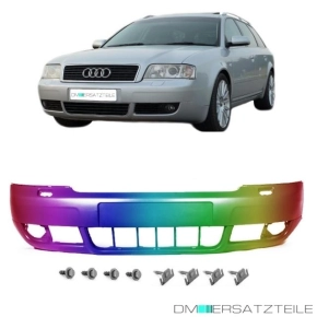 Set Painted Audi A6 4B Saloon Avant Front Bumper + Screws...