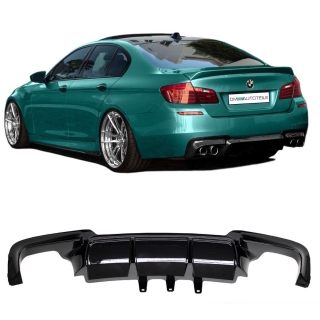 Sport-Performance Heck-Diffusor / Ansatz 4 Rohr Duplex für BMW 5er F10 / F11 nicht für M5 in Schwarz Glanz mit ABE
