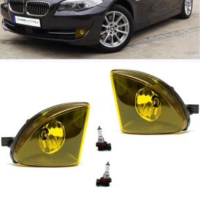 Set of Fog Lights Yellow US look+H8 Bulbs fits on Standard BMW 5-Series F10 F11 GT Pre Facelift 10-13 