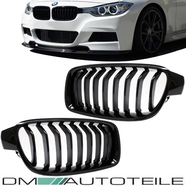 Set Sport-Sport-Performance Kidney Front Grille Black Gloss fits on BMW 3-Series  F30 F31 up 11-18