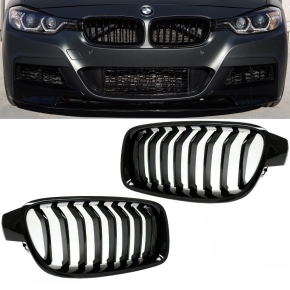 Set Sport-Sport-Performance Kidney Front Grille Black Gloss fits on BMW 3-Series F30 F31 up 11-18