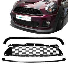 Mini Cooper R56 R57 R58 R59 Front Grille Replacement SET 3-pcs Year 2006-2015 Black Gloss painted