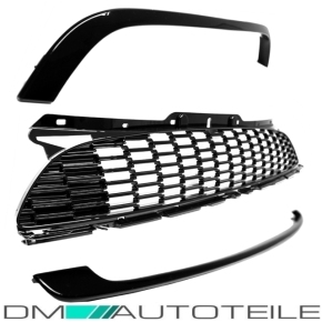 Mini Cooper R56 R57 R58 R59 Front Grille Replacement SET 3-pcs Year 2006-2015 Black Gloss painted