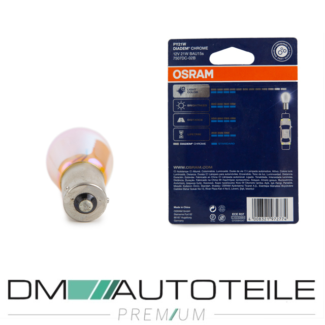 OSRAM PY21W CHROME diadème lampe clignotante lampe à bille ampoule 12V 21W  BAU15s EUR 16,69 - PicClick FR