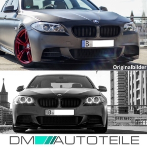 Stoßstangengitter SET für BMW 5er F10 / F11 mit M-Paket in Schwarz Matt / Grau Glanz