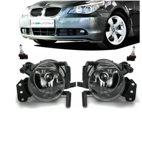 Set Fog Lights Lamps Chrome + Hb4 fits on BMW E60 E61 E90...