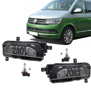 Klarglas Smoke Schwarz Nebelscheinwerfer SET + H11 Birnen passt für VW T6 T6.1 ab 2015