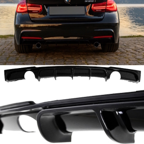 Sport-Performance Heck-Diffusor / Ansatz 1-Rohr Duplex für BMW F30 / F31 mit M-Paket in Schwarz Glanz