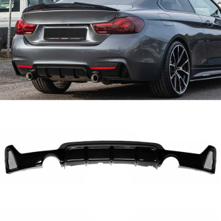 Sport-Performance Heck-Diffusor / Ansatz Duplex für BMW 4er F32 / F33 / F36 mit M-Paket in Schwarz Glanz