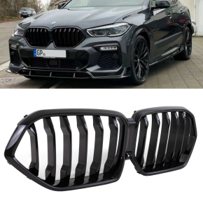 Sport-Performance Front Grille Set Black Gloss fits on BMW X6 G06 up 2019 with/without Camera