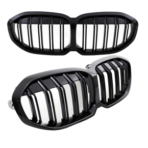 Set Kidney Front Grille Dual Slat Black Gloss fits on BMW 1-Series F40 up 2019
