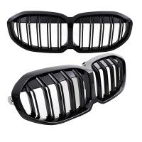 Set Kidney Front Grille Dual Slat Black Gloss fits on BMW...