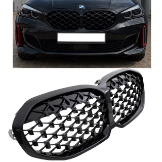Sport Performance Diamant-Kühlergrill für BMW 1er F40 in Schwarz Glanz
