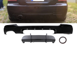 Bi-Colour Black Carbon gloss Rear Diffusor Sport Performance fits on BMW 3-Series E92 E93 M-Sport 1/2-Exhaust left