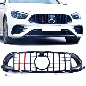 Kühlergrill Schwarz Carbon Glanz passend für Mercedes E Klasse W213 S213 Facelift Mopf ab 2020 auf Evo Sport Panamericana GT