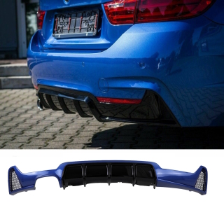 Performance Rear Diffusor Black Gloss+ Blue Bi-Colour fits BMW 4-series F32 F33 F36 Single 2-pipe left only M-Sport