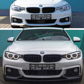 Set Gloss Black -white Bi Colour Front Spoiler Sport-performance suitable for BMW 4-series F32 F33 F36 with M-Sport