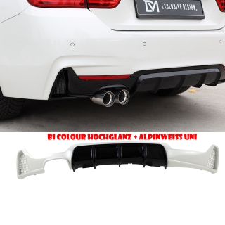 Bi Colour LACKIERT Schwarz + Weiß Diffusor Sport Performance passend für BMW 4er F32 F33 F36 M-Paket + ABE*